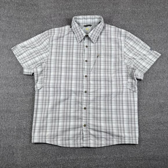 Mountain Hardwear Button Up Shirt Men’s Large Gray Wicking‎ Vented Hiking Plaid - Picture 1 of 7